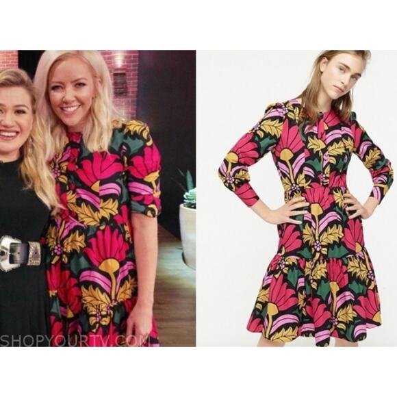 J Crew Floral Tiered Long Sleeve Dress Size US‎ 2 Colorful Long Sleeve - Picture 15 of 15